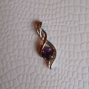 Two Amethyst Pendants 10K & Sterling Silver